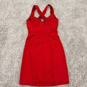calvin klein red halter dress CALVIN KLEIN Red Halter Sleeveless Gold Bar Accent Dress Size 8 US NEW